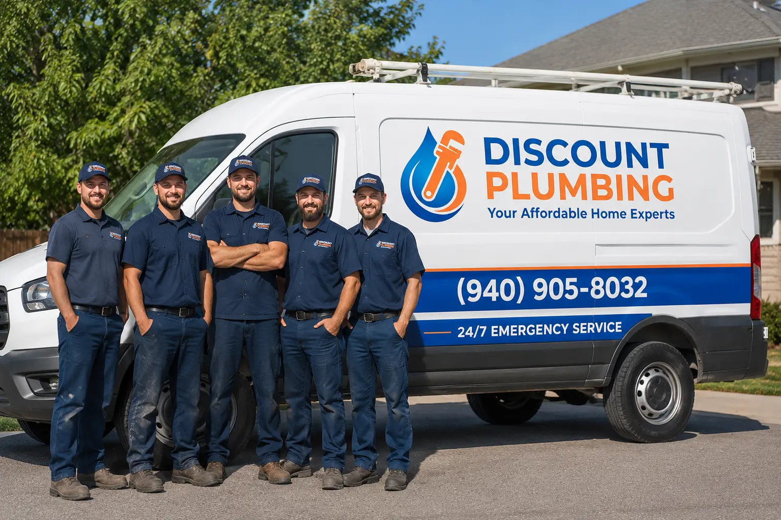 Discount Plumbing licensed team ready for plumbing service calls near you in Wichita Falls, TX